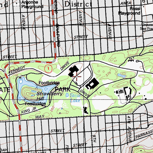 Topographic Map of Music Concourse, CA