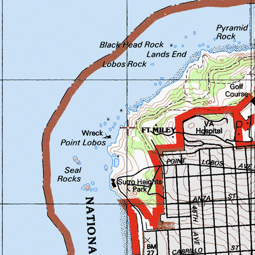 Topographic Map of USS San Francisco Memorial, CA