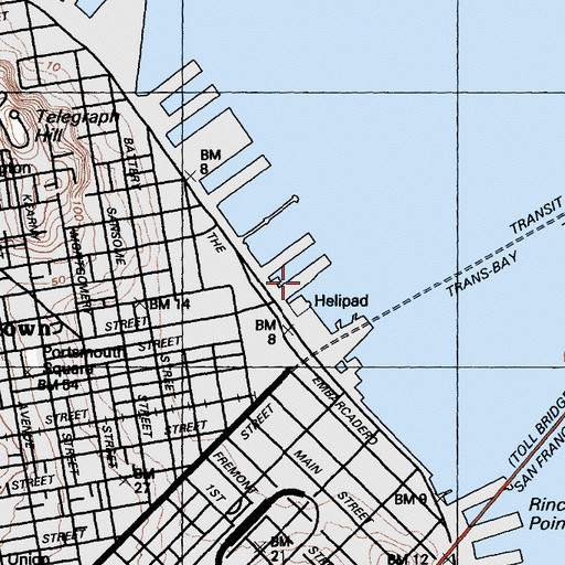 Topographic Map of Pier 1, CA