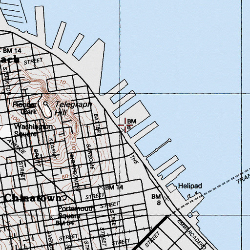 Topographic Map of Pier 15, CA