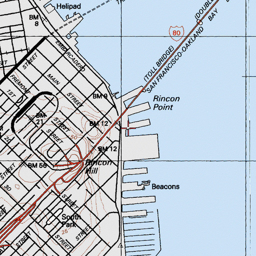 Topographic Map of Pier 28, CA