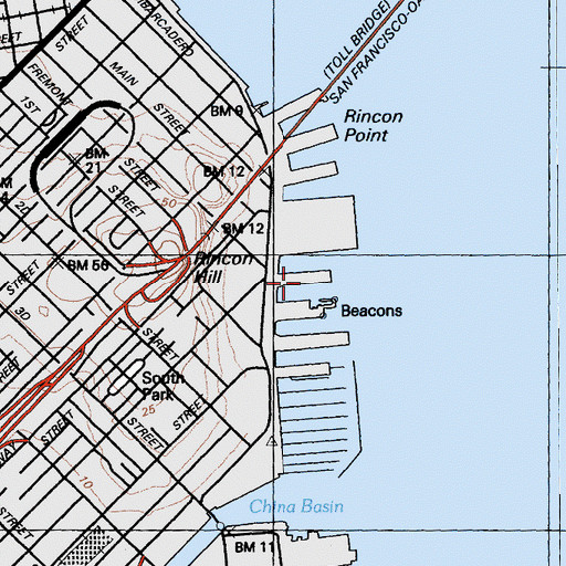 Topographic Map of Pier 34, CA