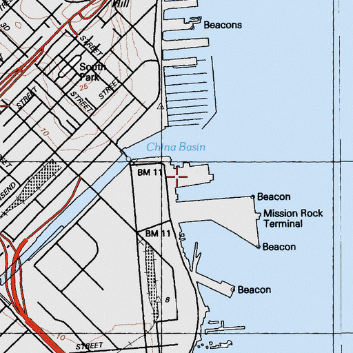 Topographic Map of Pier 48, CA