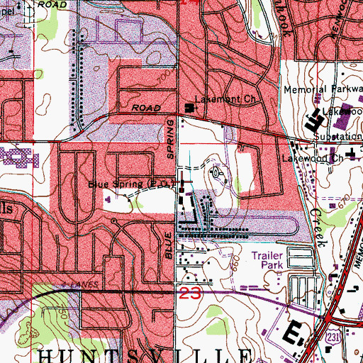 Topographic Map of Blue Spring Post Office, AL