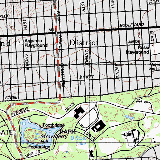 Topographic Map of Park Presidio Bible Church, CA