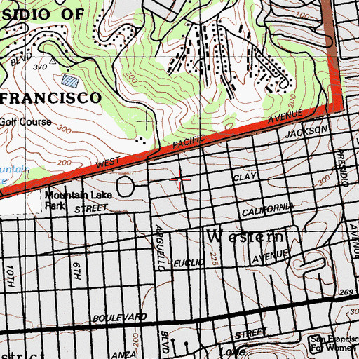 Topographic Map of Presidio Hill School, CA