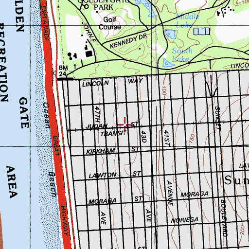 Topographic Map of Saint Francis Methodist Church, CA