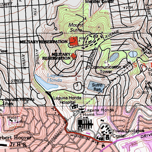 Topographic Map of Clarendon Alternative Elementary School, CA