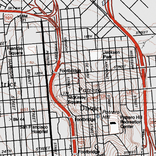 Topographic Map of Enola Maxwell Middle School (historical), CA