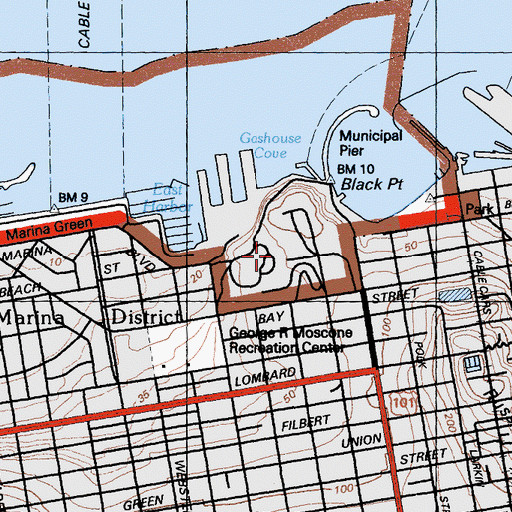 Topographic Map of Fort Mason Historic District, CA