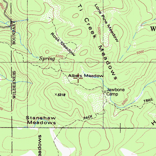 Topographic Map of Albers Meadow, CA
