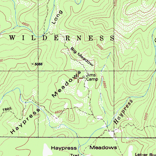 Topographic Map of Jims Camp, CA