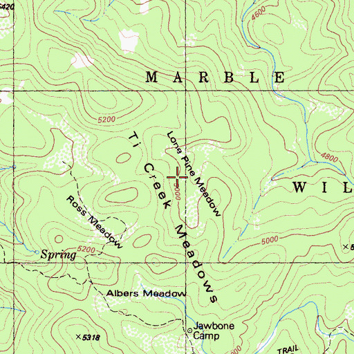Topographic Map of Lone Pine Meadow, CA