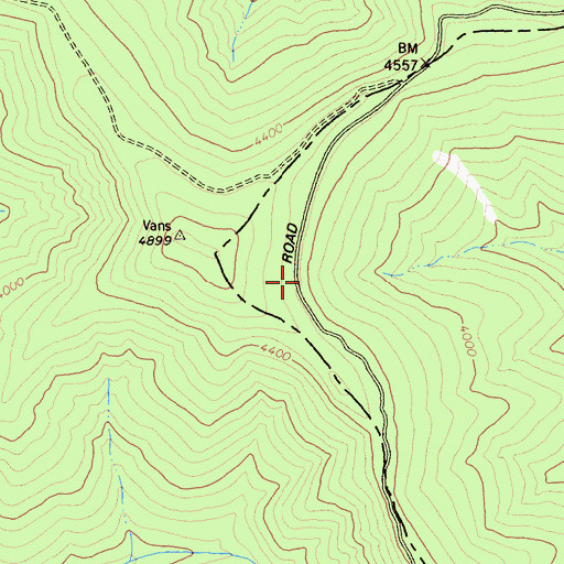 Topographic Map of Vans Camp, CA