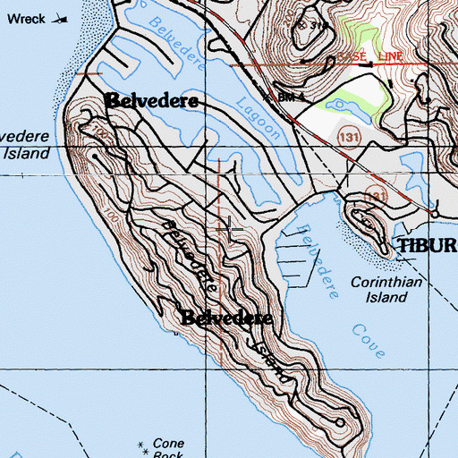 Topographic Map of Belvedere, CA