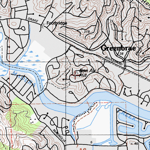 Topographic Map of Bon Air Hill, CA