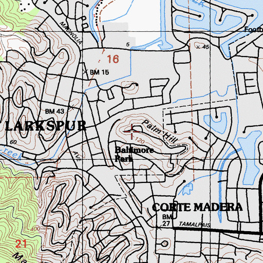 Topographic Map of Palm Hill, CA