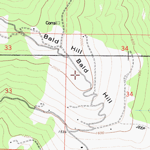 Topographic Map of Bald Hill, CA