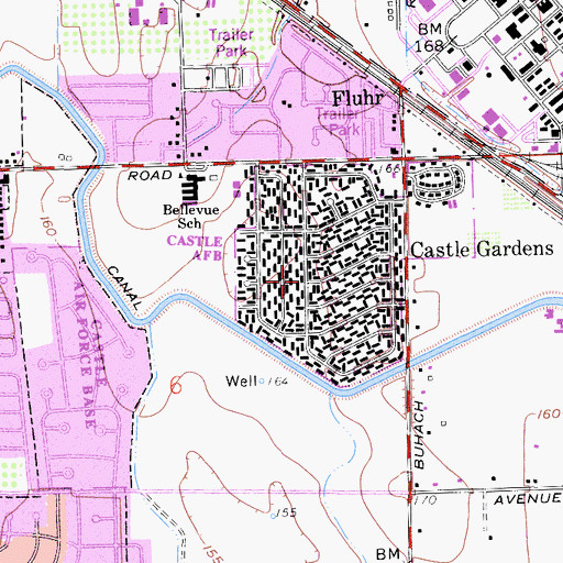 Topographic Map of Castle Gardens, CA