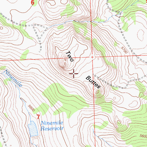 Topographic Map of Two Buttes, CA