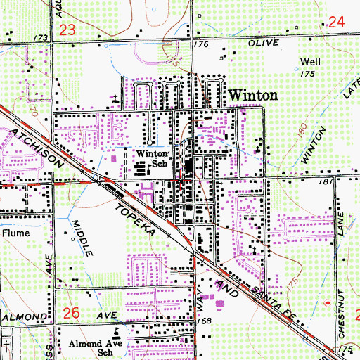 Topographic Map of Winton, CA