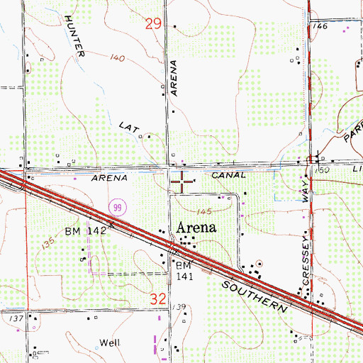 Topographic Map of Arena School (historical), CA