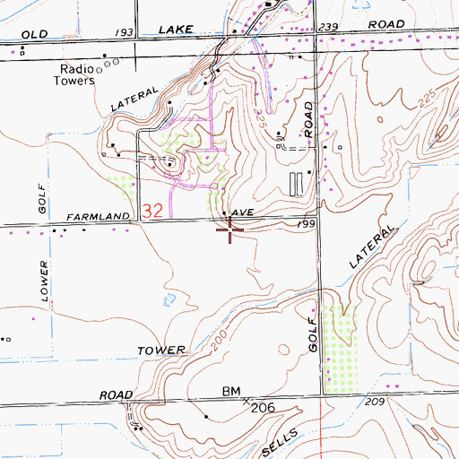 Topographic Map of KXDE-FM (Merced), CA