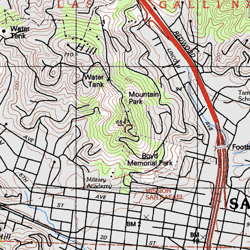 Topographic Map of KTID-FM (San Rafael), CA