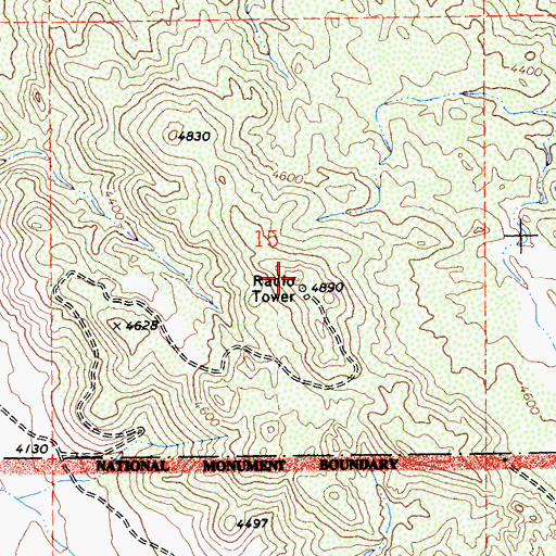 Topographic Map of KROR-FM (Yucca Valley), CA