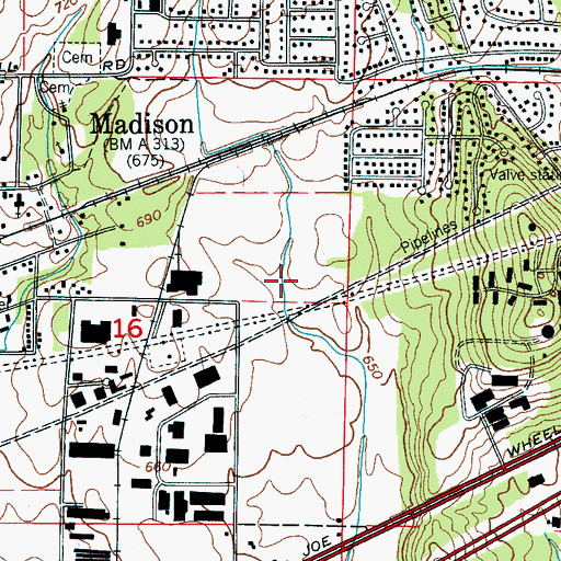 Topographic Map of Madison Post Office, AL