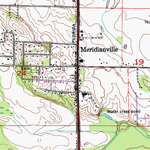 Topographic Map of Meridianville Post Office, AL