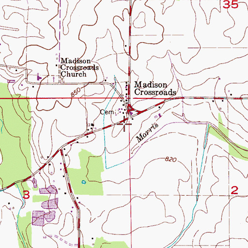 Topographic Map of Toney Post Office, AL