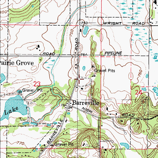 Topographic Map of Prairie Grove, IL