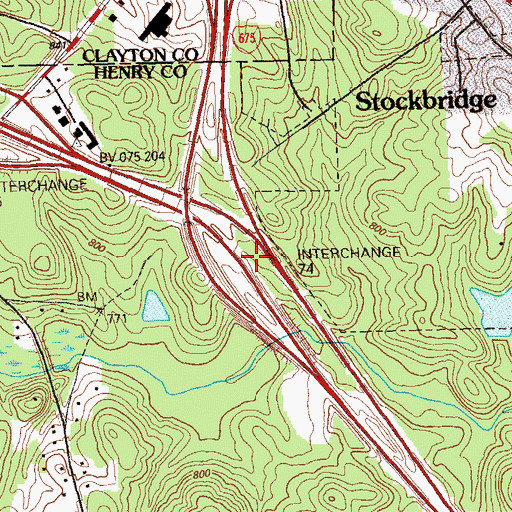 Topographic Map of Exit 74, GA