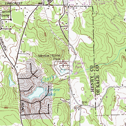 Topographic Map of Harry Pooles Mobile Home Park, GA