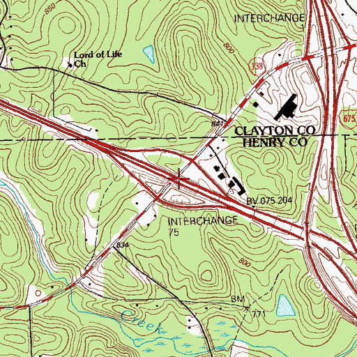 Topographic Map of Interchange 75, GA