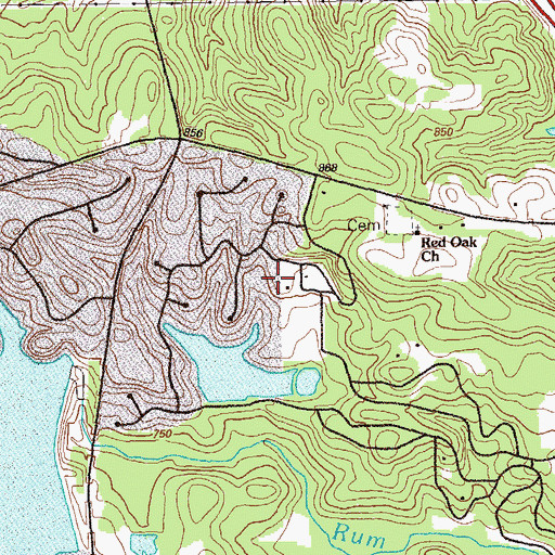 Topographic Map of Red Oak, GA