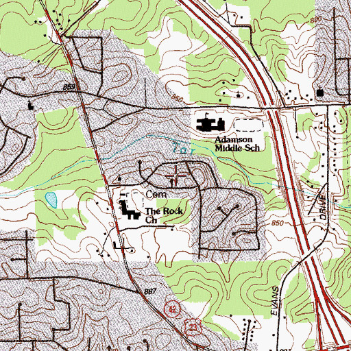 Topographic Map of Amber Wood Estates, GA