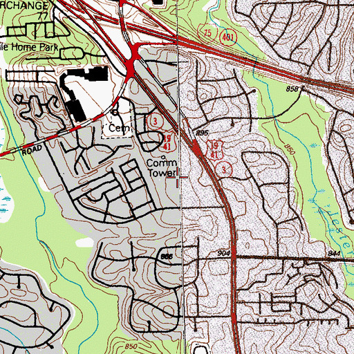 Topographic Map of Arrowhead Shopping Center, GA