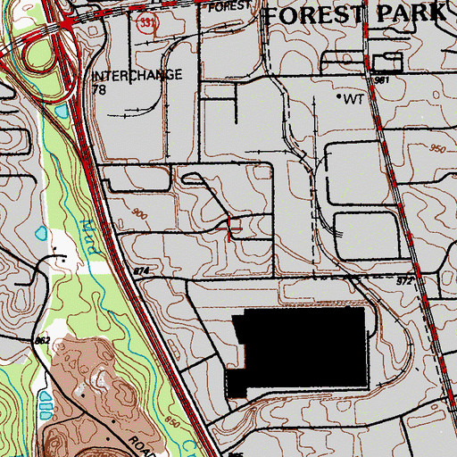 Topographic Map of Atlanta-Clayton District Industrial Park, GA