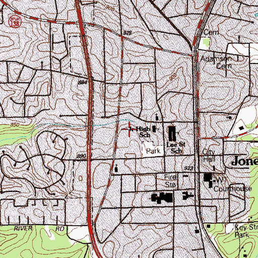 Topographic Map of Clayton County Medical Center, GA