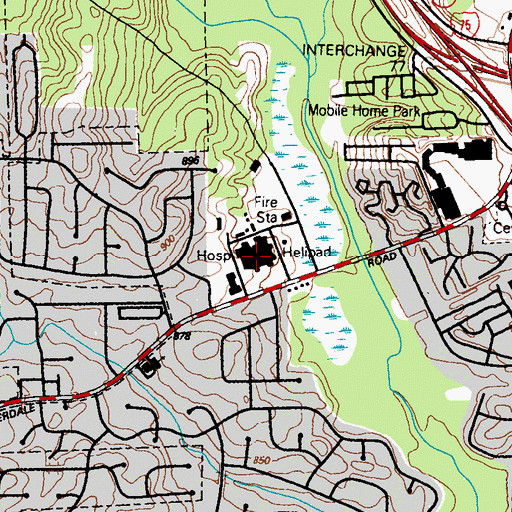 Topographic Map of Southern Regional Medical Center, GA