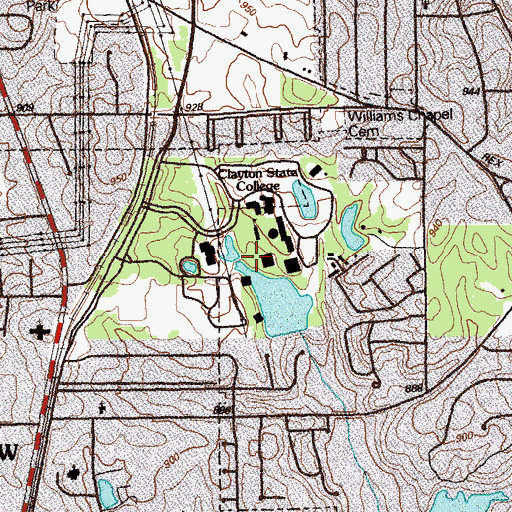 Topographic Map of Clayton State University, GA