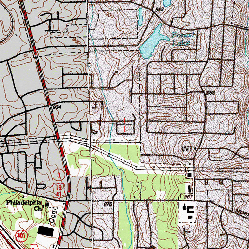 Topographic Map of Clayton Manor, GA