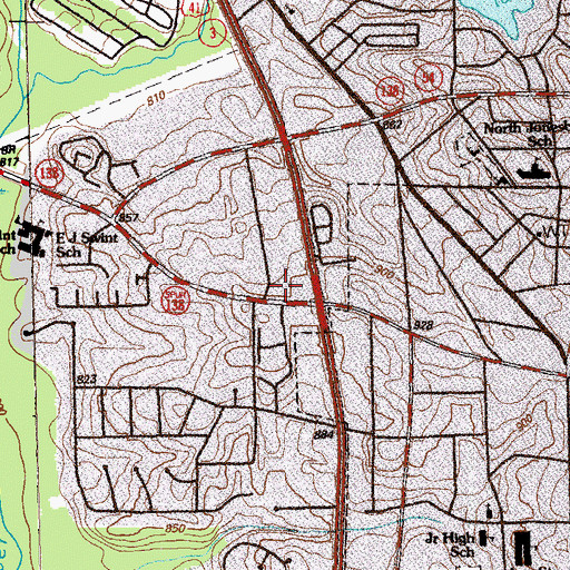 Topographic Map of Crossroads South Shopping Center, GA