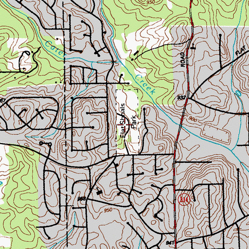 Topographic Map of Flat Shoals Park, GA