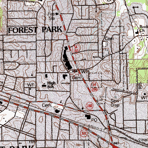 Topographic Map of Forest Grove Cemetery, GA