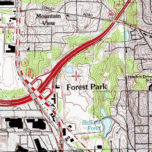 Topographic Map of Forest Hills Mobile Home Park, GA