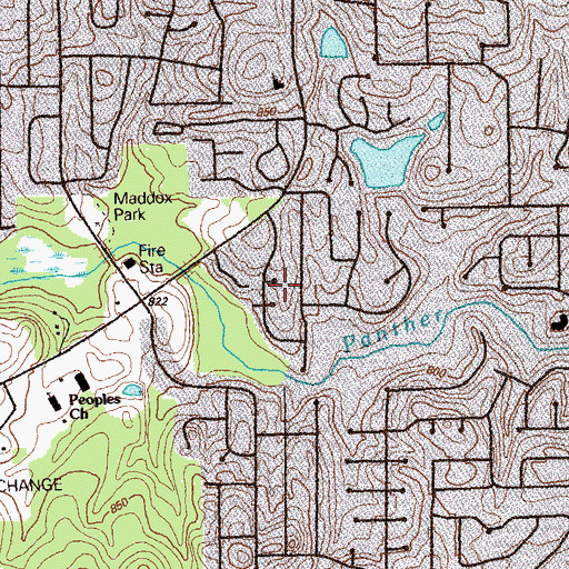 Topographic Map of Green Meadows, GA