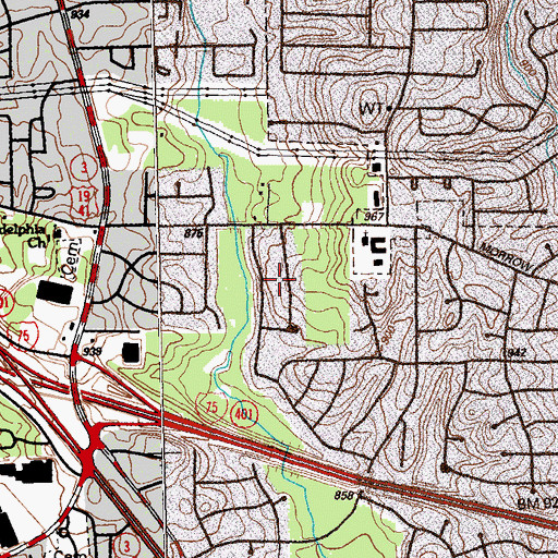 Topographic Map of Hickory Hills, GA